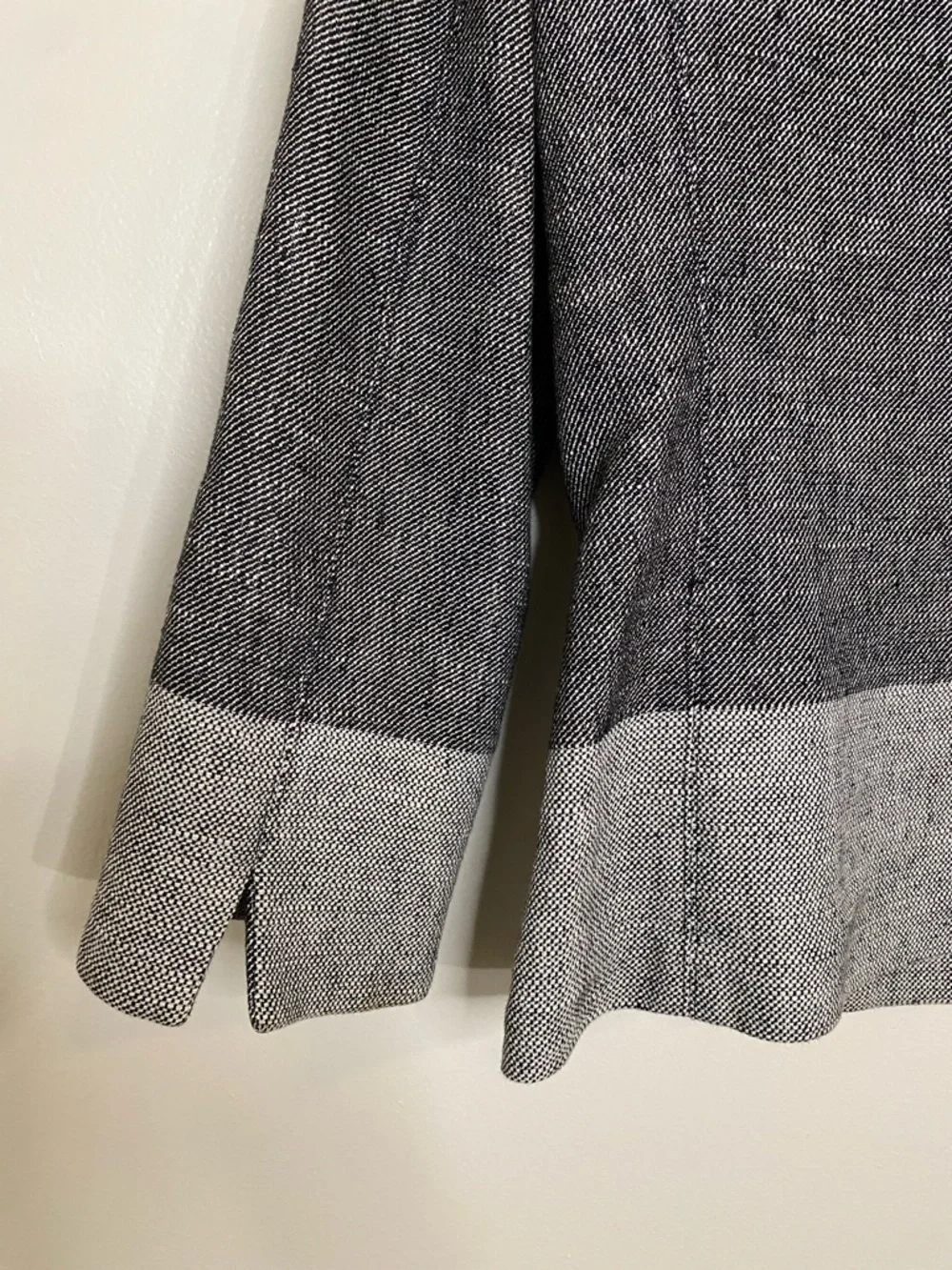 MaxMara Gray Two-Tone Women's Blazer Cotton Linen Jacket 3/4 Sleeve 8